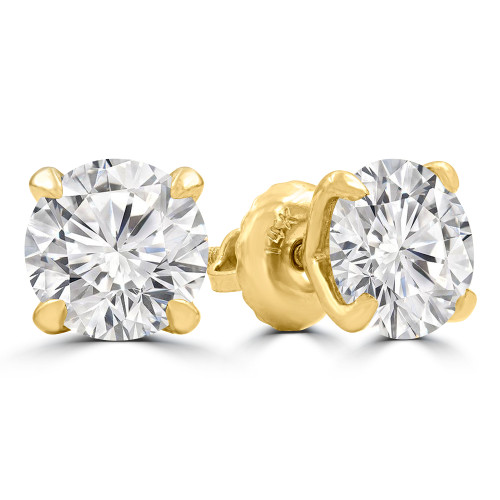 3 CTW Round Lab Created Diamond  4-Prong Stud Earrings in 14K Yellow Gold (MD230284)