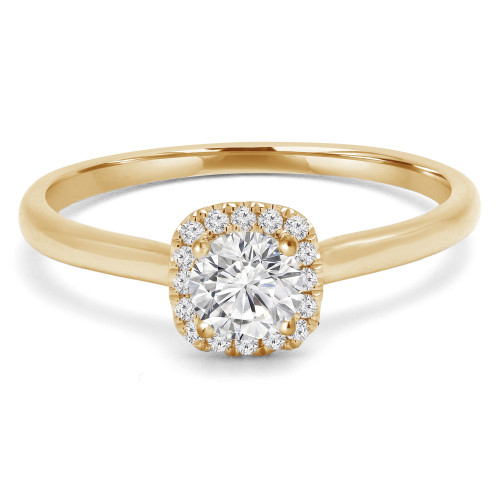 1/3 CTW Round Diamond Cushion Halo Engagement Ring in 14K Yellow Gold (MD240074)