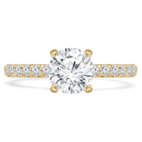 1 1/2 CTW Round Lab Created Diamond  Shared-prong Solitaire with Accents Engagement Ring in 14K Yellow Gold (MD240112)