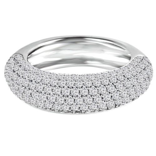1 1/2 CTW Round Diamond Semi-Eternity Wedding Band Ring in 14K White Gold (MDR140063)