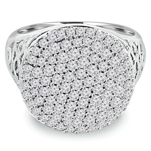 1 CTW Round Diamond Cluster Cocktail Ring in 14K White Gold (MDR140065)