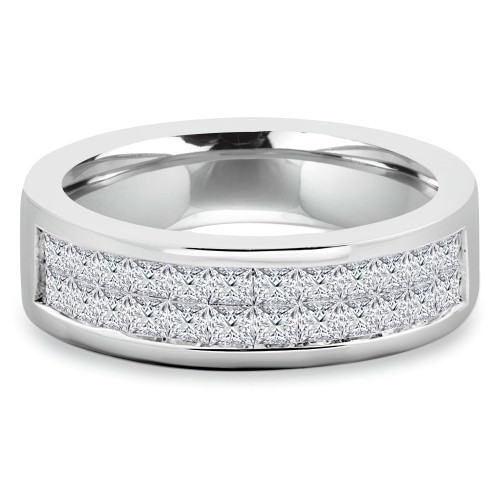 1 1/20 CTW Princess Diamond Two-Row Semi-Eternity Wedding Band Ring in 14K White Gold (MDR140078)