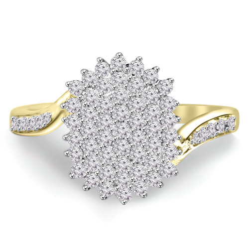 1/2 CTW Round Diamond Cluster Cocktail Ring in 14K Yellow Gold (MDR140084)