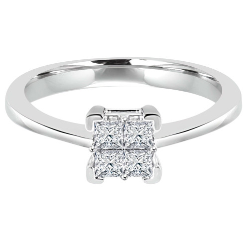 3/8 CTW Princess Diamond Cluster Promise Engagement Ring in 14K White Gold (MDR140108)