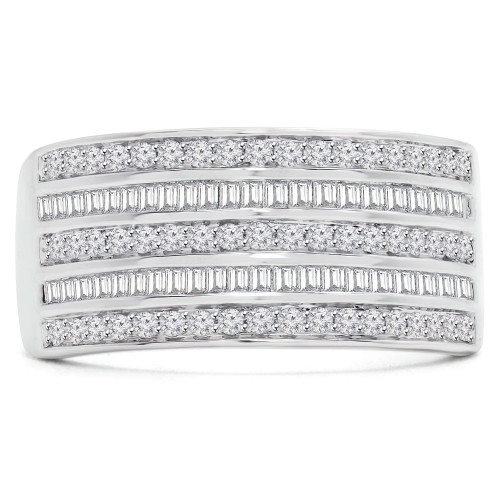 5/8 CTW Round Diamond Five-Row Semi-Eternity Wedding Band Ring in 14K White Gold (MDR140109)