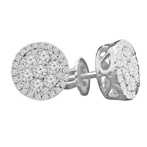 1/2 CTW Round Diamond Halo Cluster Stud Earrings in 14K White Gold (MDR140144)