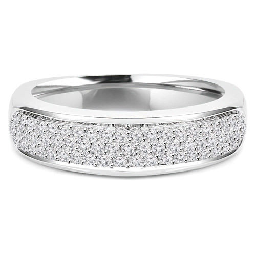 1/2 CTW Round Diamond Pave Semi-Eternity Wedding Band Ring in 14K White Gold (MDR170045)