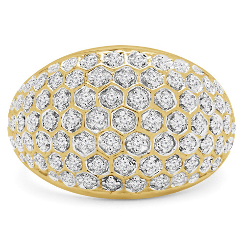 1/2 CTW Round Diamond Honeycomb Cocktail Ring in 14K Yellow Gold (MDR170046)