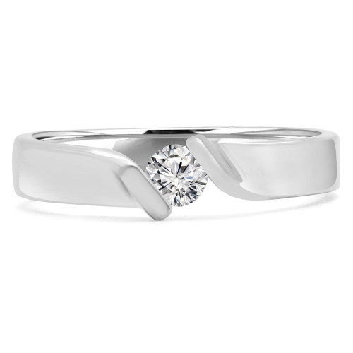 1/6 CT Round Diamond Promise Bypass Solitaire Engagement Ring in 14K White Gold (MDR170069)