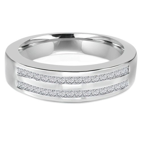2/5 CTW Princess Diamond Two-Row Channel Set Semi-Eternity Anniversary Wedding Band Ring in 14K White Gold (MDR170092)
