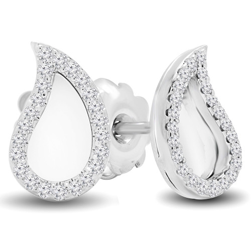 1/4 CTW Round Diamond Teardrop Stud Earrings in 14K White Gold (MDR170120)
