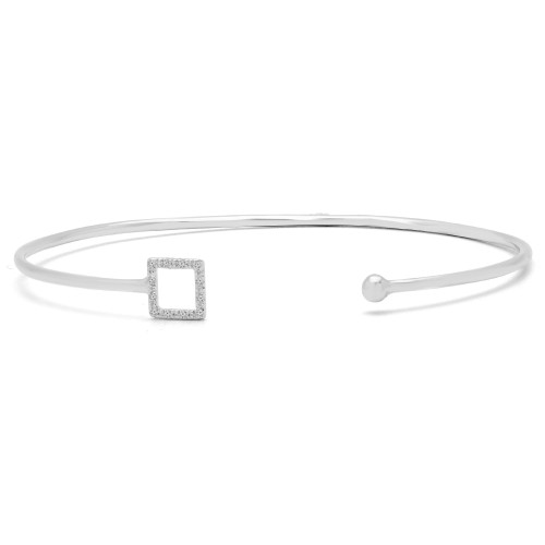 1/20 CTW Round Diamond Square Bangle Bracelet in 14K White Gold (MDR170130)