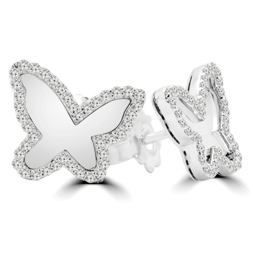 1/4 CTW Round Diamond Butterfly Stud Earrings in 14K White Gold (MDR170135)
