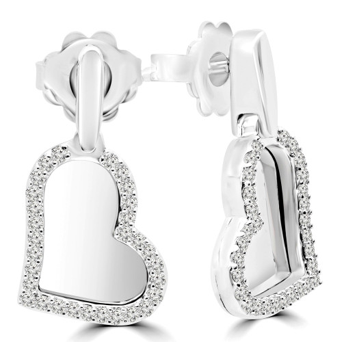 1/3 CTW Round Diamond Heart Stud Earrings in 14K White Gold (MDR170137)