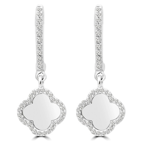 1/4 CTW Round Diamond Floral Drop/Dangle Earrings in 14K White Gold (MDR170138)