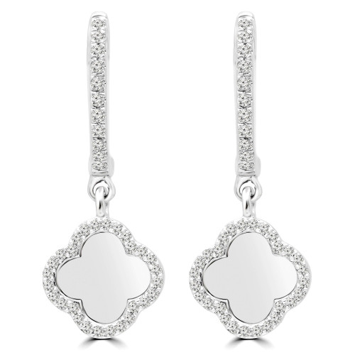 1/4 CTW Round Diamond Floral Drop/Dangle Earrings in 14K White Gold (MDR170138)