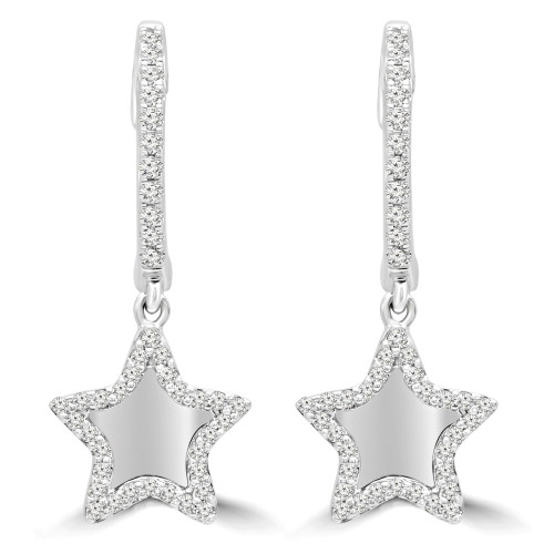 1/2 CTW Round Diamond Star Drop/Dangle Earrings in 14K White Gold (MDR170140)
