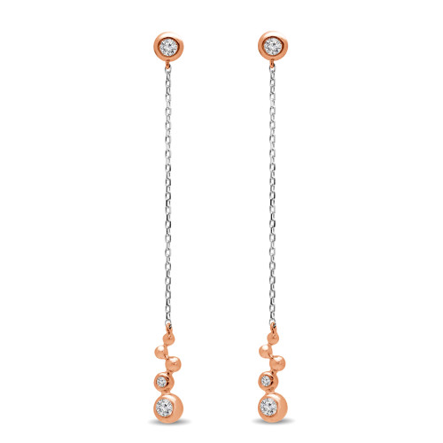 1/4 CTW Round Diamond Drop/Dangle Earrings in 14K Two-Tone Gold (MDR170151)