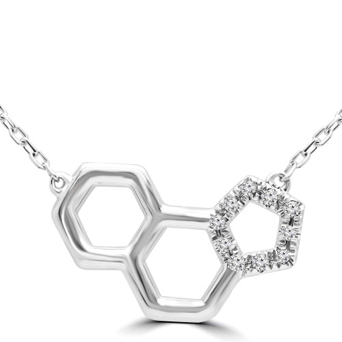 1/20 CTW Round Diamond Honeycomb Necklace in 14K White Gold (MDR170166)