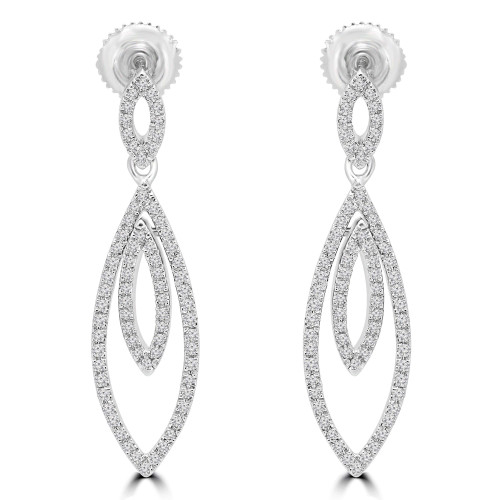 1/3 CTW Round Diamond Marquise Drop/Dangle Earrings in 14K White Gold (MDR180013)