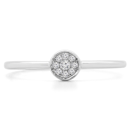 1/20 CTW Round Diamond Promise Bezel Cluster Engagement Ring in 14K White Gold (MDR190068)