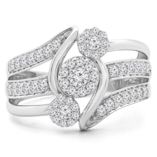 1/2 CTW Round Diamond Cocktail Ring in 14K White Gold (MDR190085)