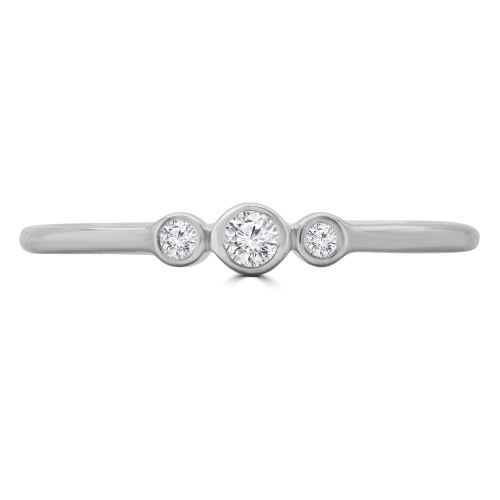 1/10 CTW Round Diamond Bezel Set Promise Three-stone Engagement Ring in 14K White Gold (MDR190089)