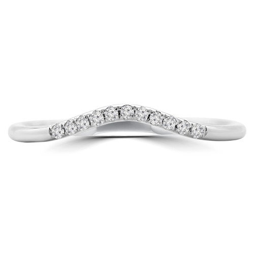 1/10 CTW Round Diamond Wave Semi-Eternity Wedding Band Ring in 14K White Gold (MDR190102)