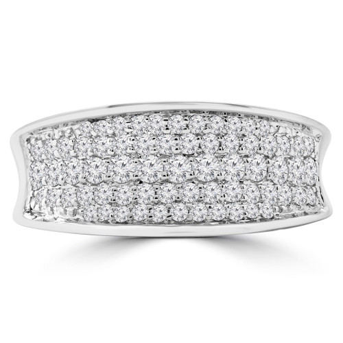 3/5 CTW Round Diamond Five-Row Semi-Eternity Wedding Band Ring in 14K White Gold (MDR190105)