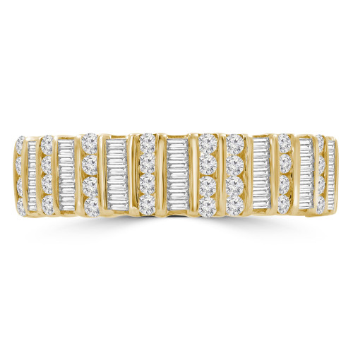 3/4 CTW Round Diamond Baguette Diamond Semi-Eternity Wedding Band Ring in 14K Yellow Gold Not-Sizable (MDR210004)