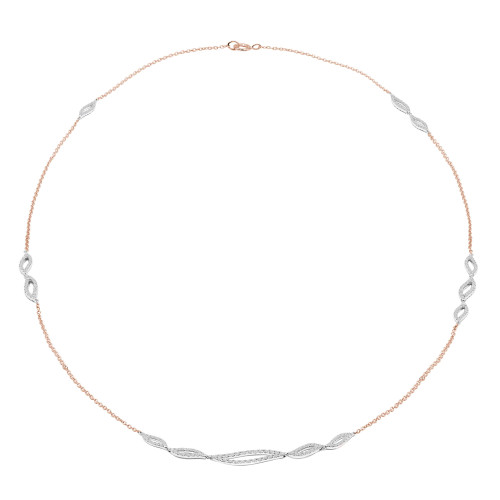 1 1/4 CTW Round Diamond White and Rose Teardrop Necklace in 14K Two-Tone Gold (MDR210016)