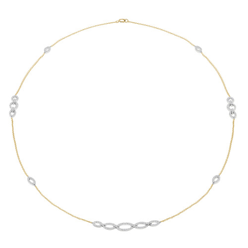 2 1/7 CTW Round Diamond White and Yellow Chain Necklace in 14K Two-Tone Gold (MDR210017)