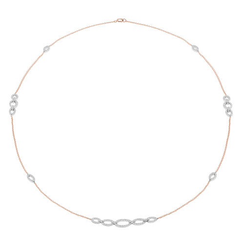 2 1/7 CTW Round Diamond White and Rose Chain Necklace in 14K Two-Tone Gold (MDR210018)