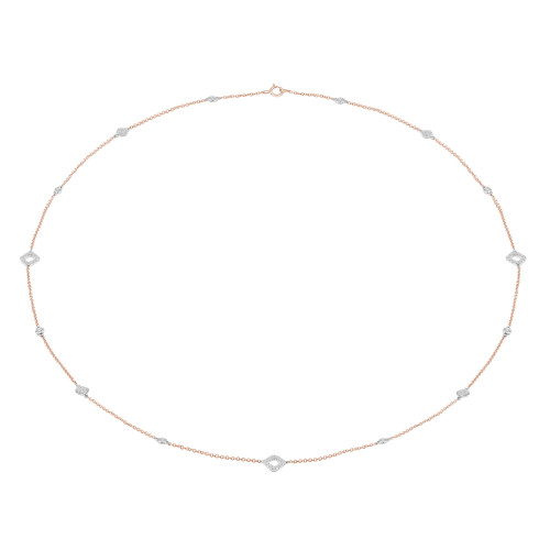 9/10 CTW Round Diamond White and Rose Diamonds By the Yard Necklace in 14K Two-Tone Gold (MDR210020)
