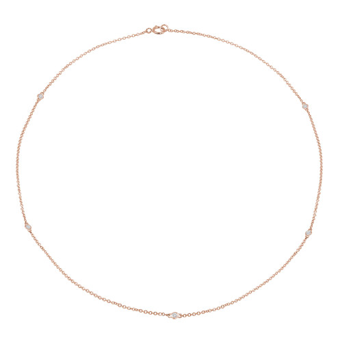 1/6 CTW Round Diamond Bezel Set Diamonds By the Yard Necklace in 14K Rose Gold (MDR210029)