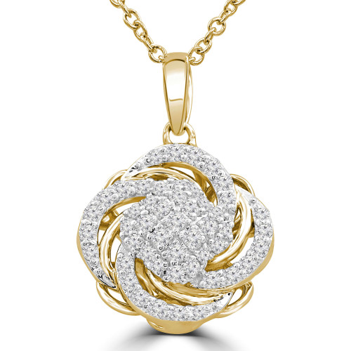 1/3 CTW Round Diamond Swirl Cluster Pendant Necklace in 14K Yellow Gold (MDR210047)