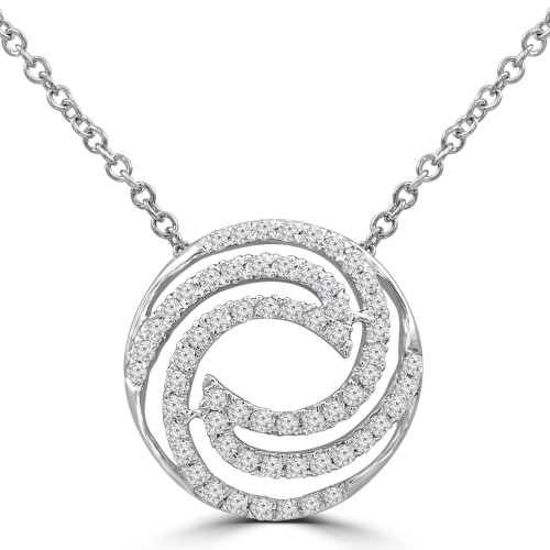 1/3 CTW Round Diamond Circle Necklace in 14K White Gold (MDR210048)