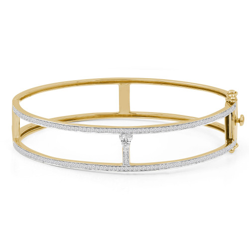 7/8 CTW Pear Diamond Two-row Bangle Bracelet in 14K Yellow Gold (MDR210114)