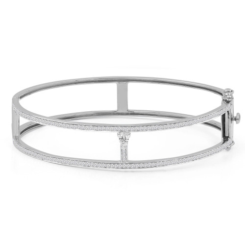 7/8 CTW Pear Diamond Two-row Bangle Bracelet in 14K White Gold (MDR210115)