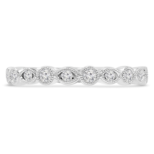 1/4 CTW Round Diamond Vintage Semi-Eternity Anniversary Wedding Band Ring in 14K White Gold (MDR210137)