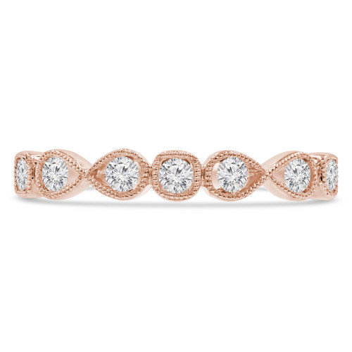 1/4 CTW Round Diamond Vintage Semi-Eternity Wedding Band Ring in 14K Rose Gold (MDR210142)