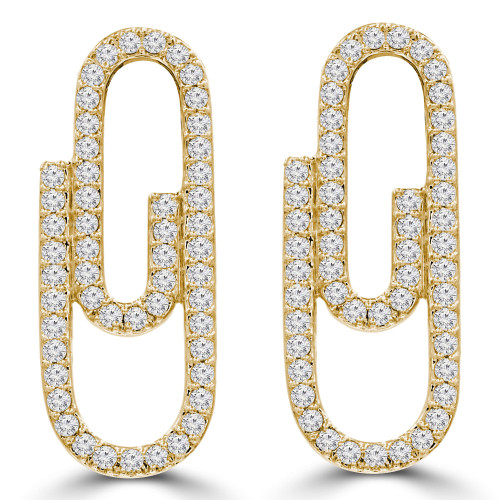 1/4 CTW Round Diamond Paper Clip Drop/Dangle Earrings in 14K Yellow Gold (MDR210159)