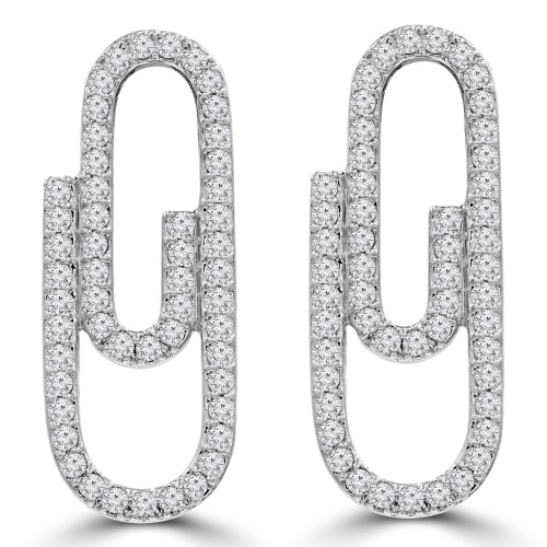 1/4 CTW Round Diamond Paper Clip Drop/Dangle Earrings in 14K White Gold (MDR210160)