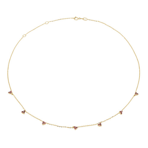 1/7 CTW Round Red Ruby Triangle Cluster Necklace in 14K Yellow Gold (17" Chain) (MDR210181)