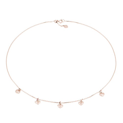 5 Heart Necklace in 14K Rose Gold (17" Chain) (MDR210183)