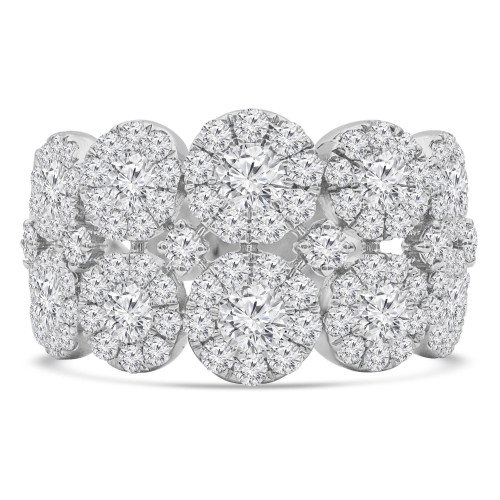1 4/5 CTW Round Diamond Halo Cluster Cocktail Ring in 18K White Gold (MDR220004)