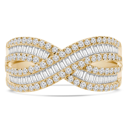 1 1/10 CTW Baguette Diamond Infinity Cocktail Ring in 18K Yellow Gold (MDR220005)