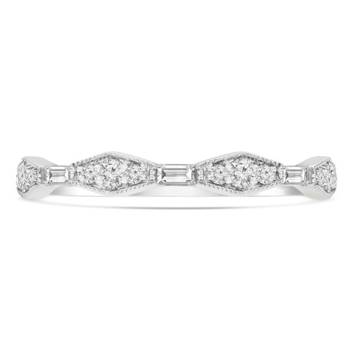 1/4 CTW Baguette Diamond Vintage Semi-Eternity Anniversary Wedding Band Ring in 14K White Gold (MDR220207)