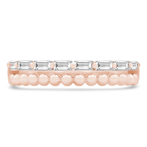 1/3 CTW Baguette Diamond Split Beaded Semi-Eternity Anniversary Wedding Band Ring in 18K Rose Gold (MDR230002)