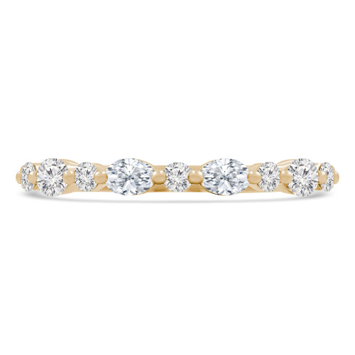 2/5 CTW Oval Diamond Alternating Round Shared Prong Semi-Eternity Anniversary Wedding Band Ring in 18K Yellow Gold (MDR230019)